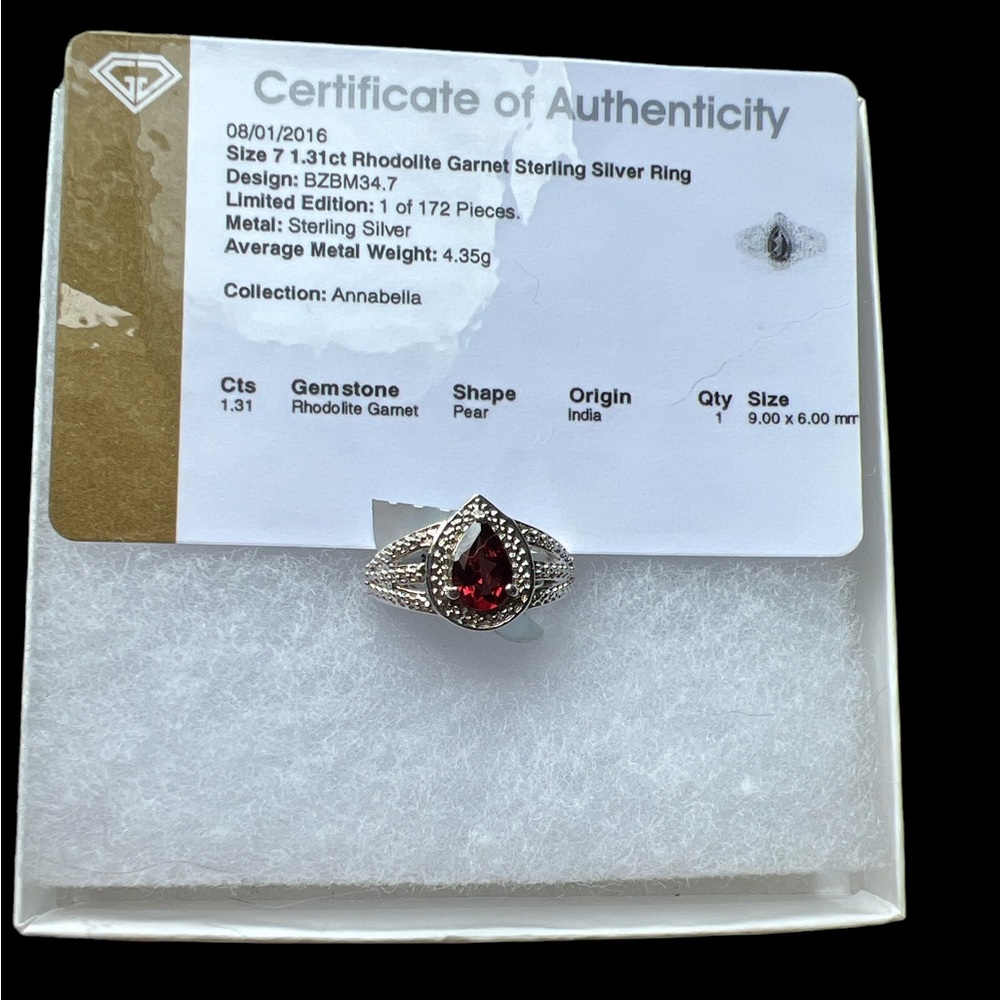 Rhodolite garnet sterling silver ring